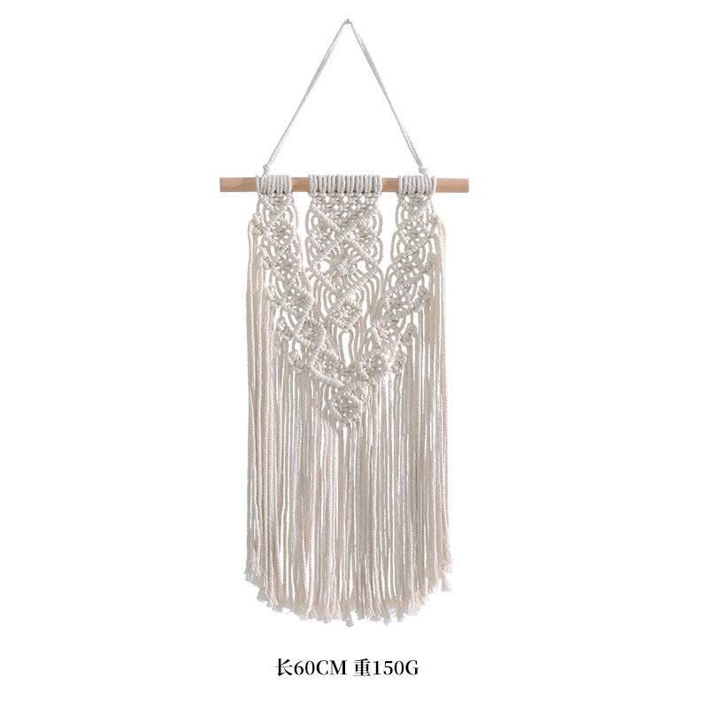 Bohemian Hand-Woven Cotton Rope Tapestry White Cotton Decorative Tapestry Amazon Bedroom Home Retro Style