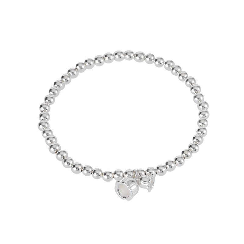 Tiki Real Pat S925 Sterling Silver Suzuki Orchid Freshwater Pearl Bracelet Women's Light Luxury Exquisite Silver Bead Bracelet Stacked Wear Bracelet