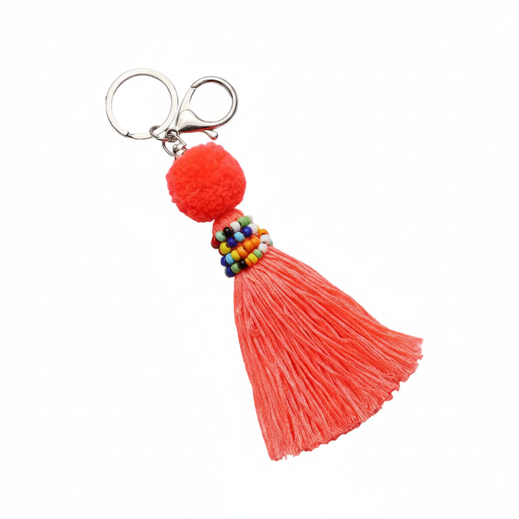 Bright color tassel bead ball bag pendant key chain tassel DIY jewelry accessories