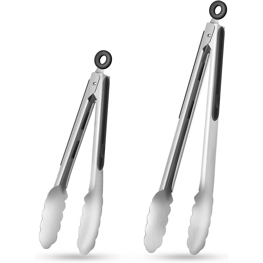 Baking Barbecue Tongs Barbecue Cooked Food Tongs Cake Bread Tongs 9inch 12inch Extended and Thickeneded Stainless Steel Food Tongs