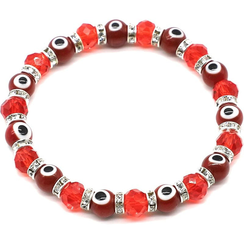 8mm Glass Bead Devil Eye Bracelet Beaded Blue Eye Elastic Rope Bracelet