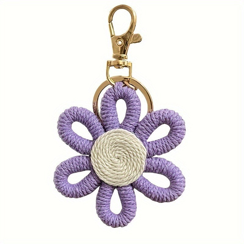 Simple Daisy Keychain Flower Sunflower Woven Simple Pendant Car Ring Gift