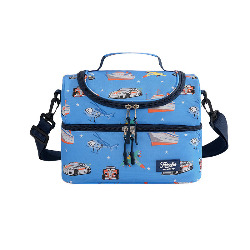 Runhui New Rainbow Double-Layer Lunch Bag Student Portable Lunch Box Bag Office Worker Lunch Bag Outdoor Insulation Bag