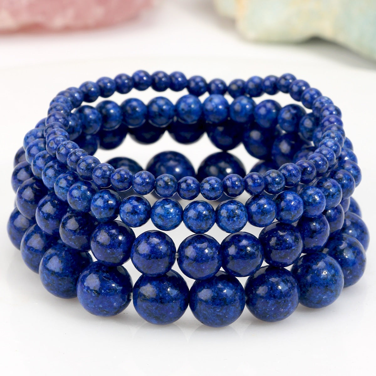 European and American Hot-Selling Handmade Natural Stone Beaded Bracelets for Men and Women, Tourmaline Pink Crystal Elastic Bracelets, Cross-Border Jewelry