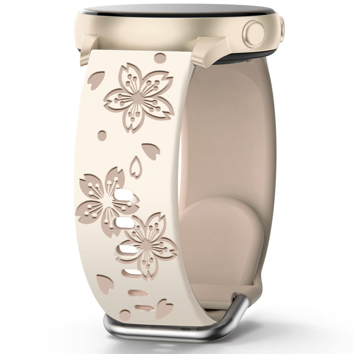 3D Laser-Engraved Silicone Watch Bands with a Three-Dimensional Two-Tone Cherry Blossom Design in a Fashionable Cherry Blossom Style