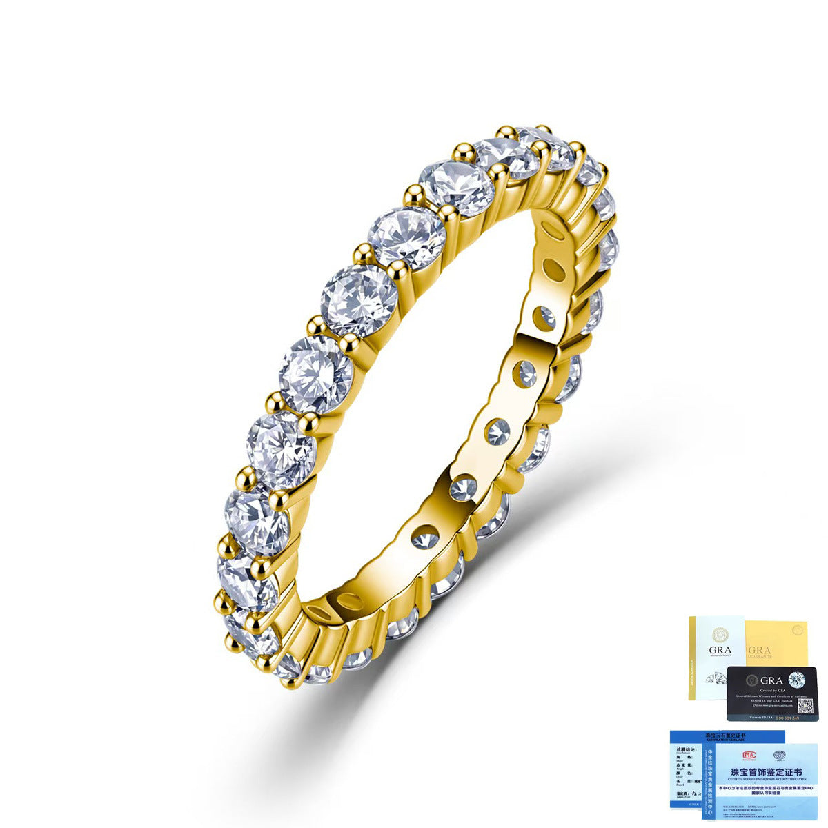 S925 Silver Moissanite Ring, European and American Fashion Versatile Full-Circle Ring, Eternity Ring, Direct Supply from Manufacturer, in Stock Wholesale