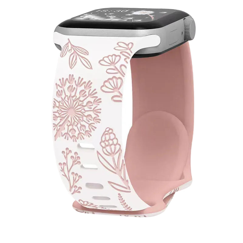 Watch Strap 3D Laser Engraving Silicone Butterfly Buckle Dandelion Figure-Eight Buckle Two-Color Watch Strap