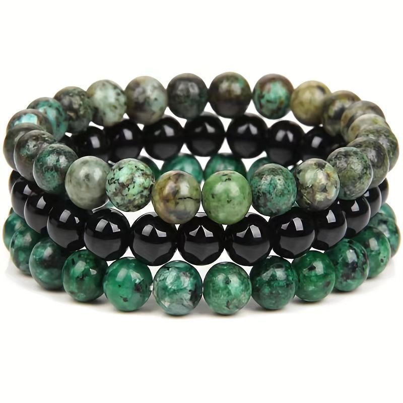 New European and American Trendy Jewelry: Gravel Bead Bracelet, Pink Crystal, Tiger Eye, Agate Stone Combination Set, Elastic Bracelet