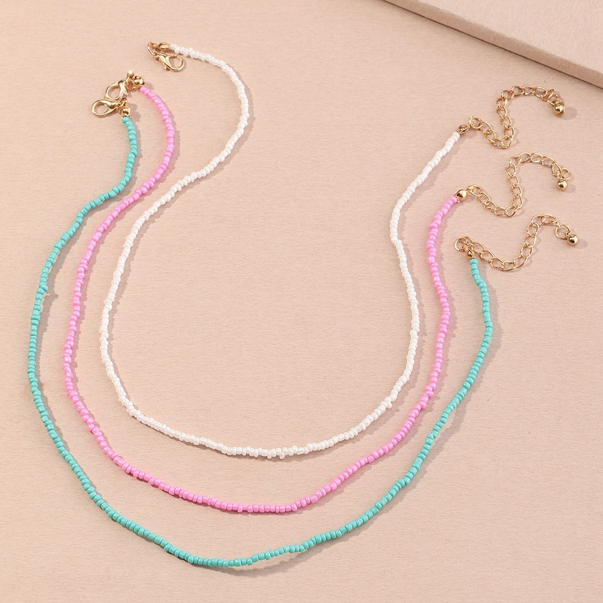 NZ1659 European and American Small Fresh Sweet Beach Colorful Bead Necklace Simple Bohemian Beaded Necklace