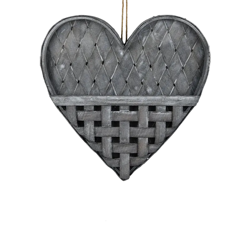 Heart-Shaped Indoor Wooden Hanging Basket Wall Decoration Flower Arrangement Pastoral Style