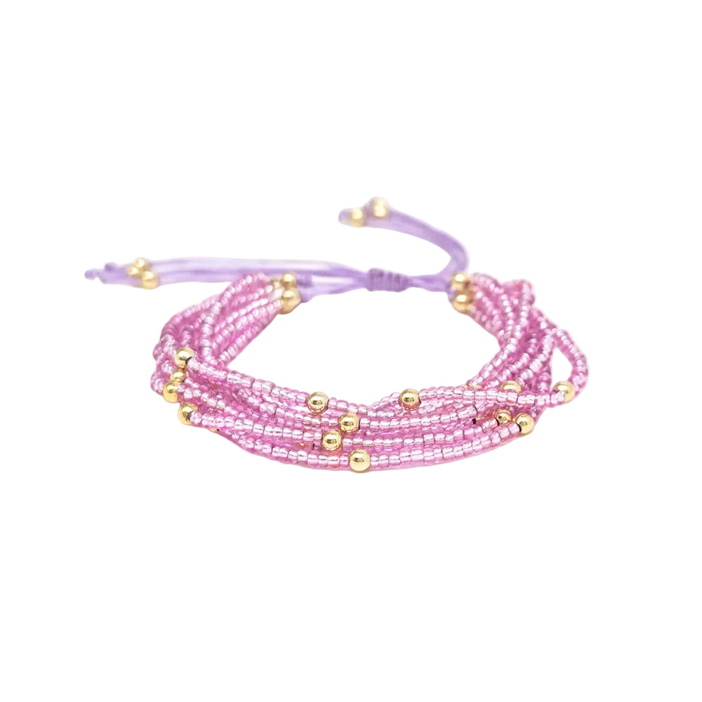Multi-Layer Stacked Macron Color Millet Beads Ultra-Fine Beaded Bracelet Ins Bohemian Style Girls Friendship Bracelet