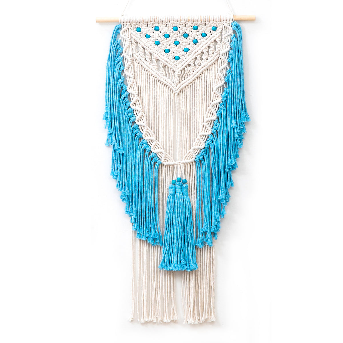 Tassel Blue Tapestry Handmade Cotton Rope Woven Wall Hanging Decoration for Homestay and Home Decor