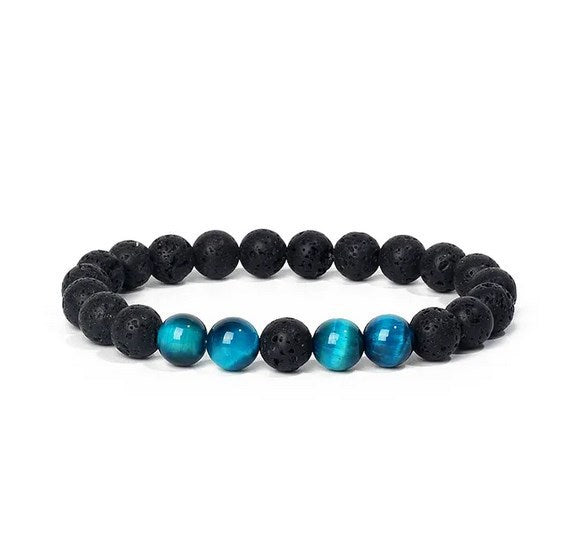 8mm Tiger Eye Stone volcanic stone female gift yoga bracelet DIY agate beads bracelet cross-border supply f21