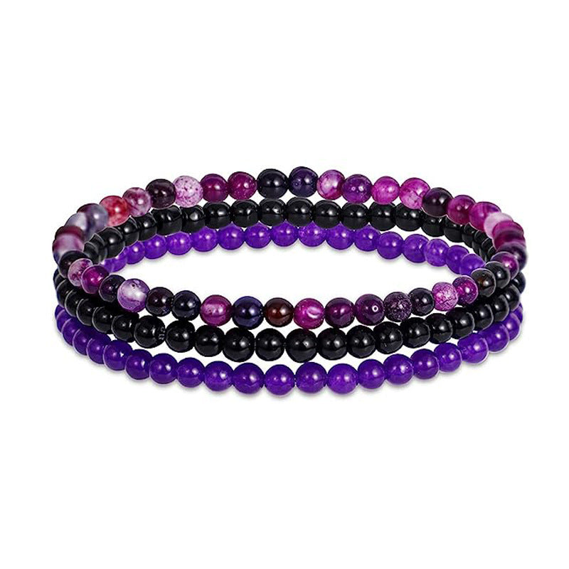4mm Natural Rose Quartz Bracelet for Women, Retro Simple Elastic Rope Set Combination Jewelry Bracelet Hot Sale