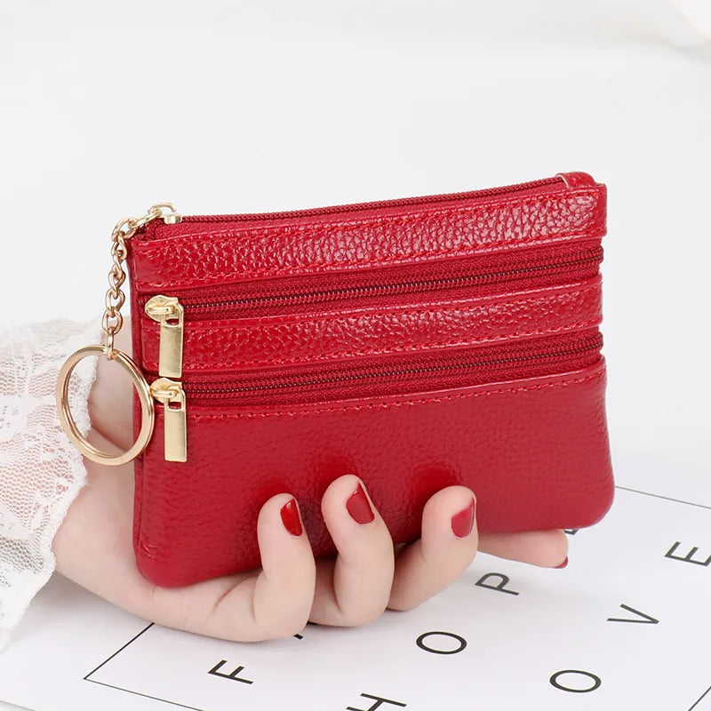 Hemasa Women Wallet Clutch Three Zip Female Short Small Coin Purse / Soft Mini Card Holder Wallet Money Bag