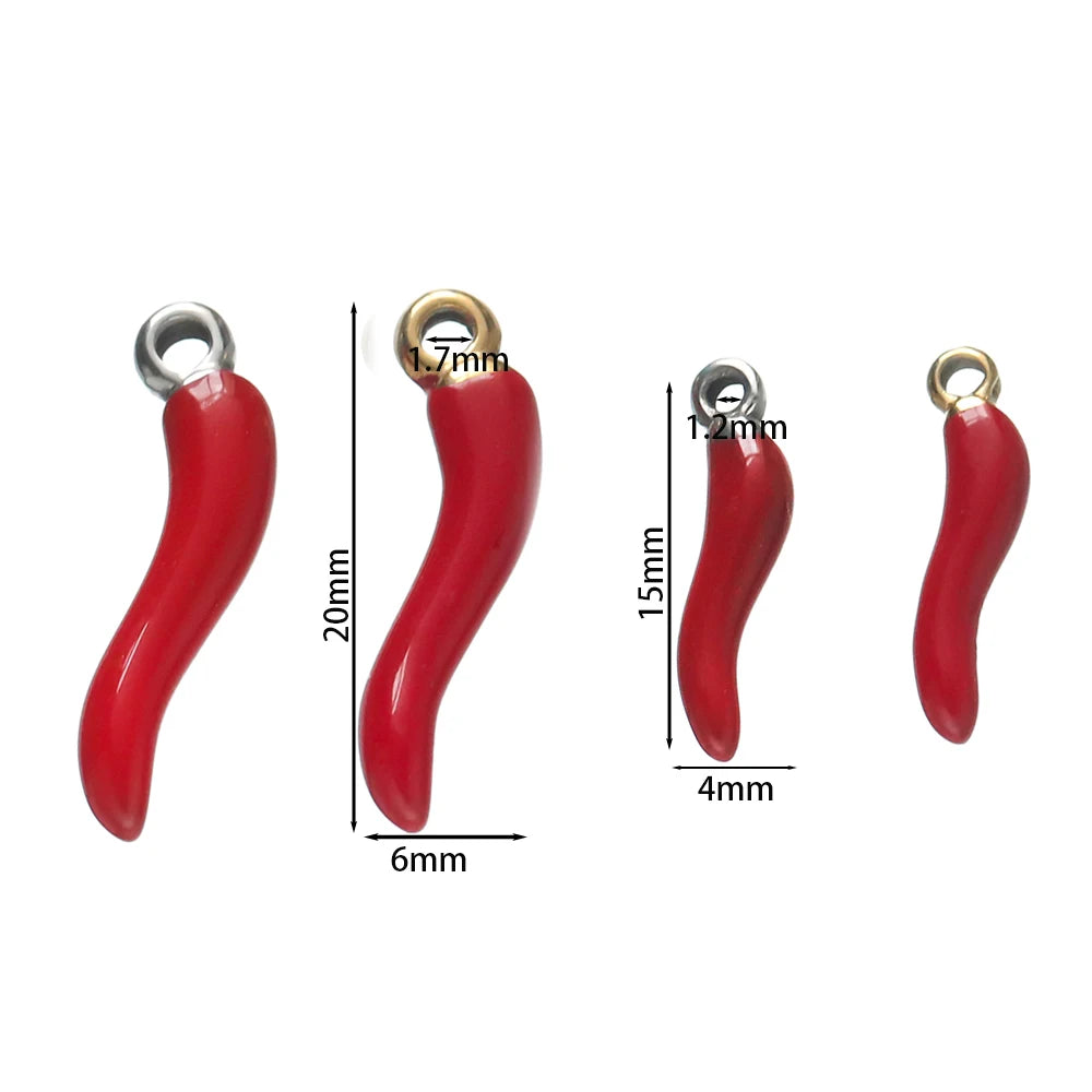 5pcs/lot Stainless Steel Multiple Metal Small Capsicum Pendants for DIY Bracelet Necklace Beads Jewelry Making Accessories