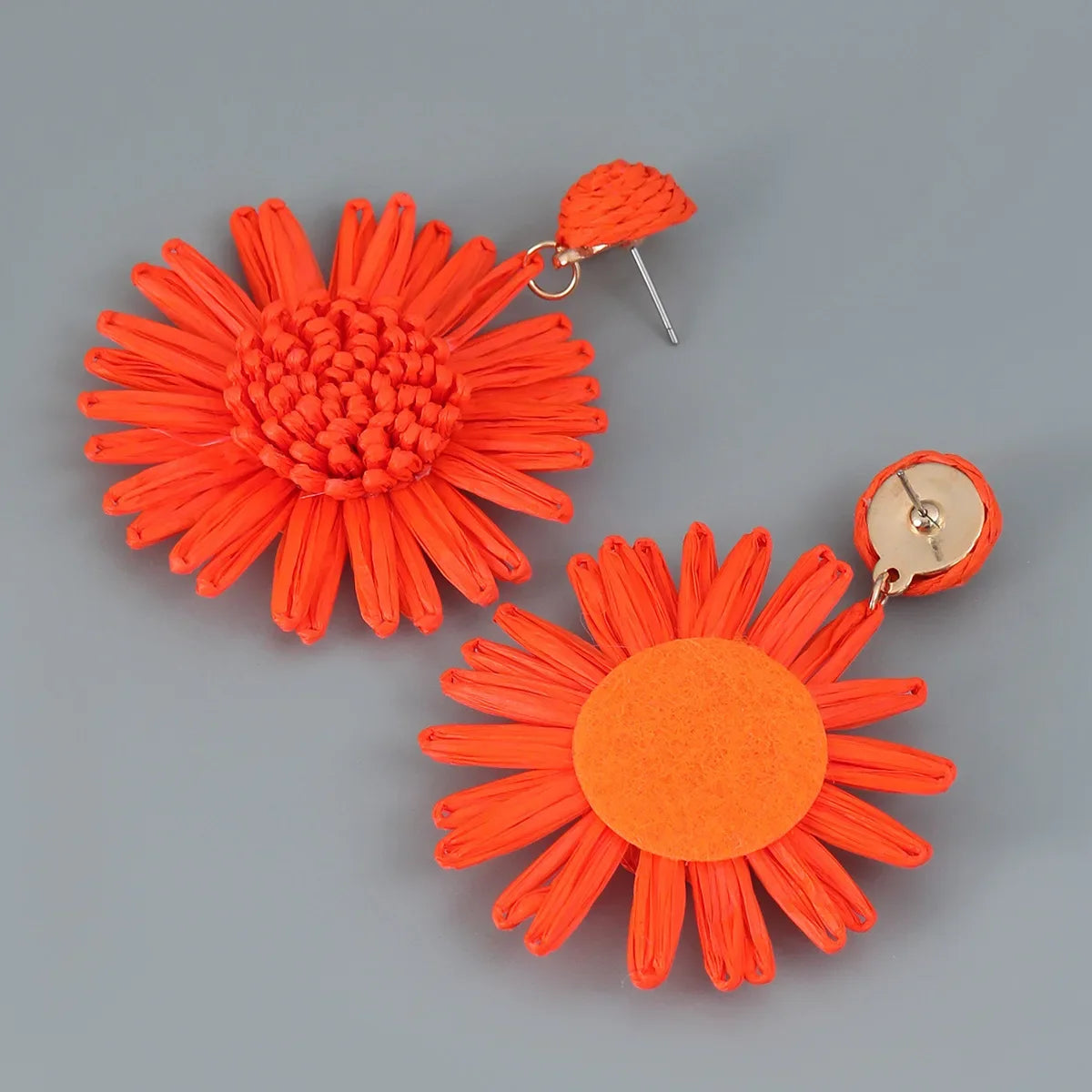 New Handmade Weave Sun Flower Raffia Earrings for Women Girls Fashion Holiday Party Jewelry Brincos Gifts Jewelry Wholesale