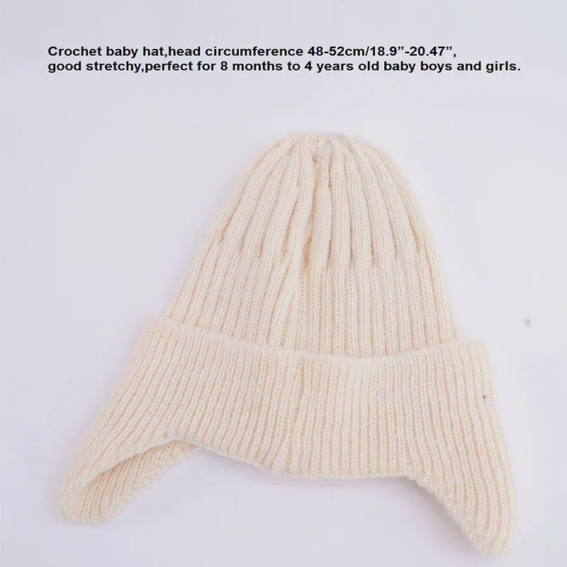 New Letter Happy Baby Hat for Girls Boys Autumn Winter Knit Beanies Hat Outdoor Warm Toddler Cap Infant Head Cover Earflap Cap