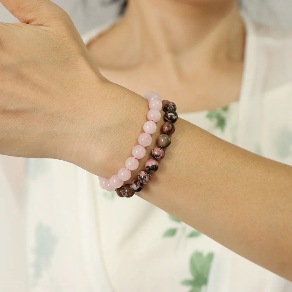 2Pcs/Set Natural 8mm Round Bead Bracelets Cat Eye Amethysts Bracelet Couple Stretch Bracelets With Cards Thank you Jewelry Gitfs