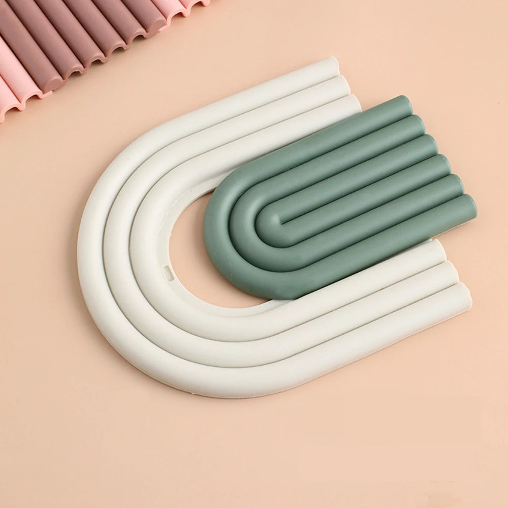 Rainbow Shape Tableware Mat /Silicone Heat insulation Pad/ Tableware Placement Stackable Coffee Cup Coasters
