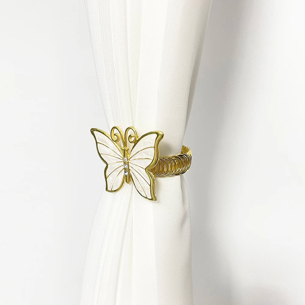2Pcs Butterfly Curtain Tiebacks Durable Metal Curtain Buckles for Home Bedroom Office Decorative Curtain C03