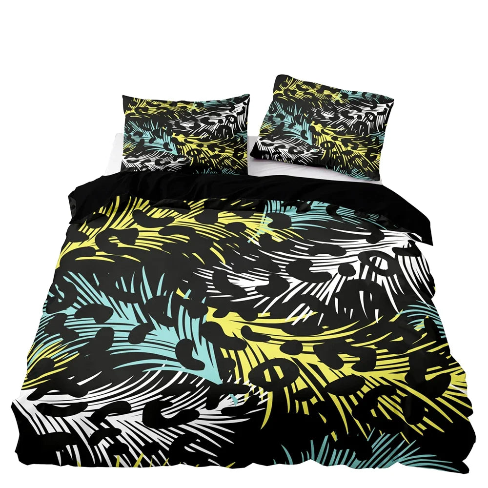 Hemasa American Style Bedding Set Queen Pink Leopard Pattern Duvet Cover with Pillowcase Single Double King Soft Comforter Bed Cover