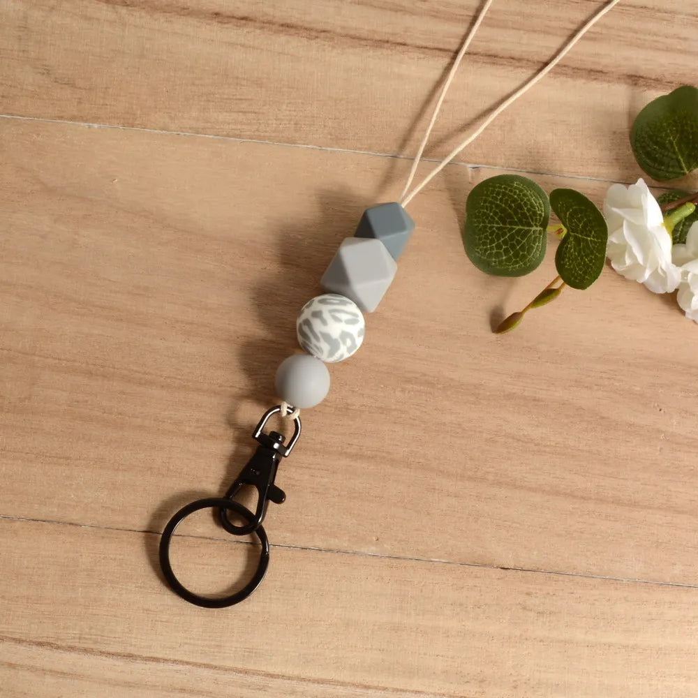Silicone Beads Lanyards for ID Badges and Keys