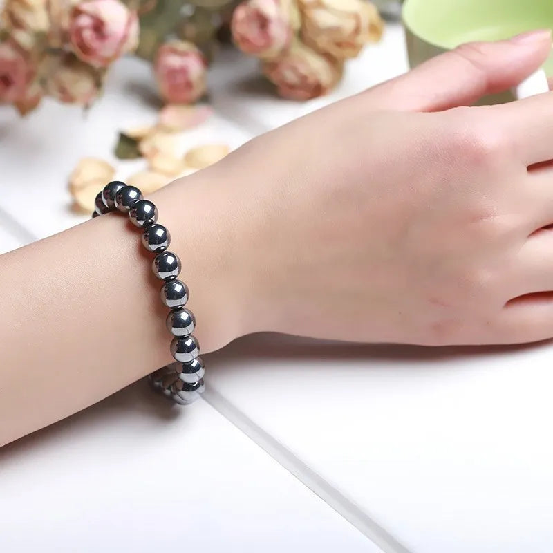 Ntural Black Shine Terahertz Round Beads Stone Beads Bracelet Women in 6/8/10mm