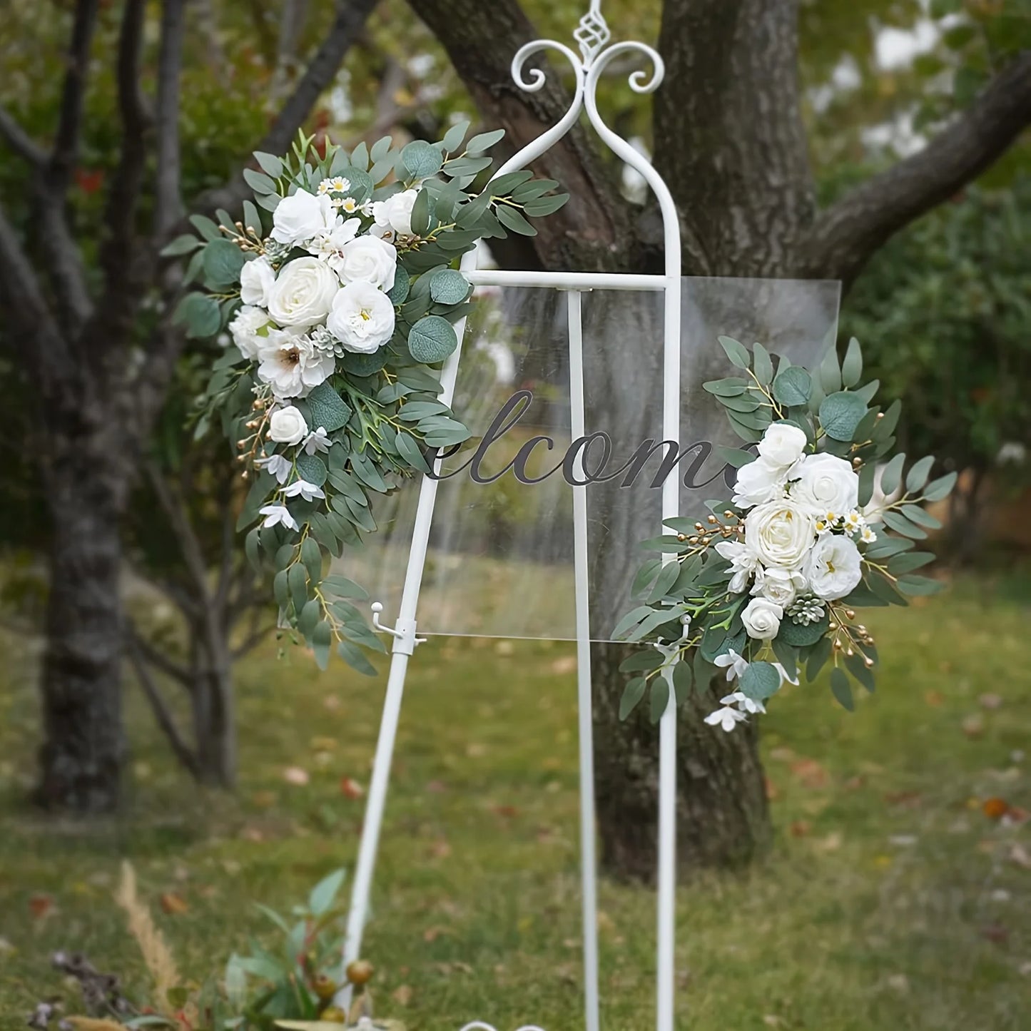 2pcs Wedding Decorative Artificial Flowers, Wedding Arch Flowers, Wedding Welcome Signs and Background Decorative Fake Flowers
