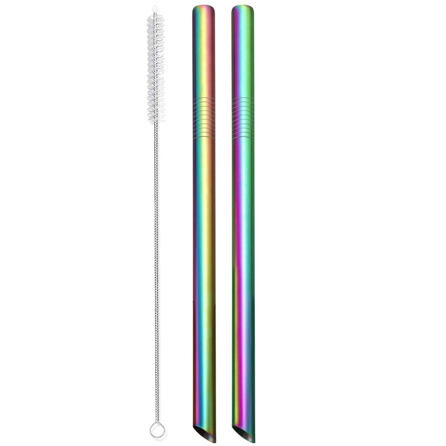 2 Pcs Jumbo Reusable Boba Straws, 0.5" Wide Stainless Steel Metal Straws for Bubble Tea/Tapioca Pearl, Milkshakes,Smoothies