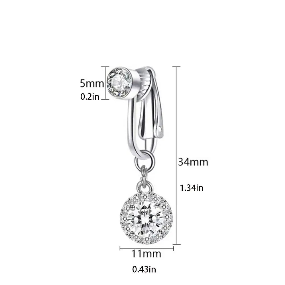 Rhinestone Zircon Fake Belly Piercing Clip Belly Ring Copper No Piercing Geometric Butterfly Female