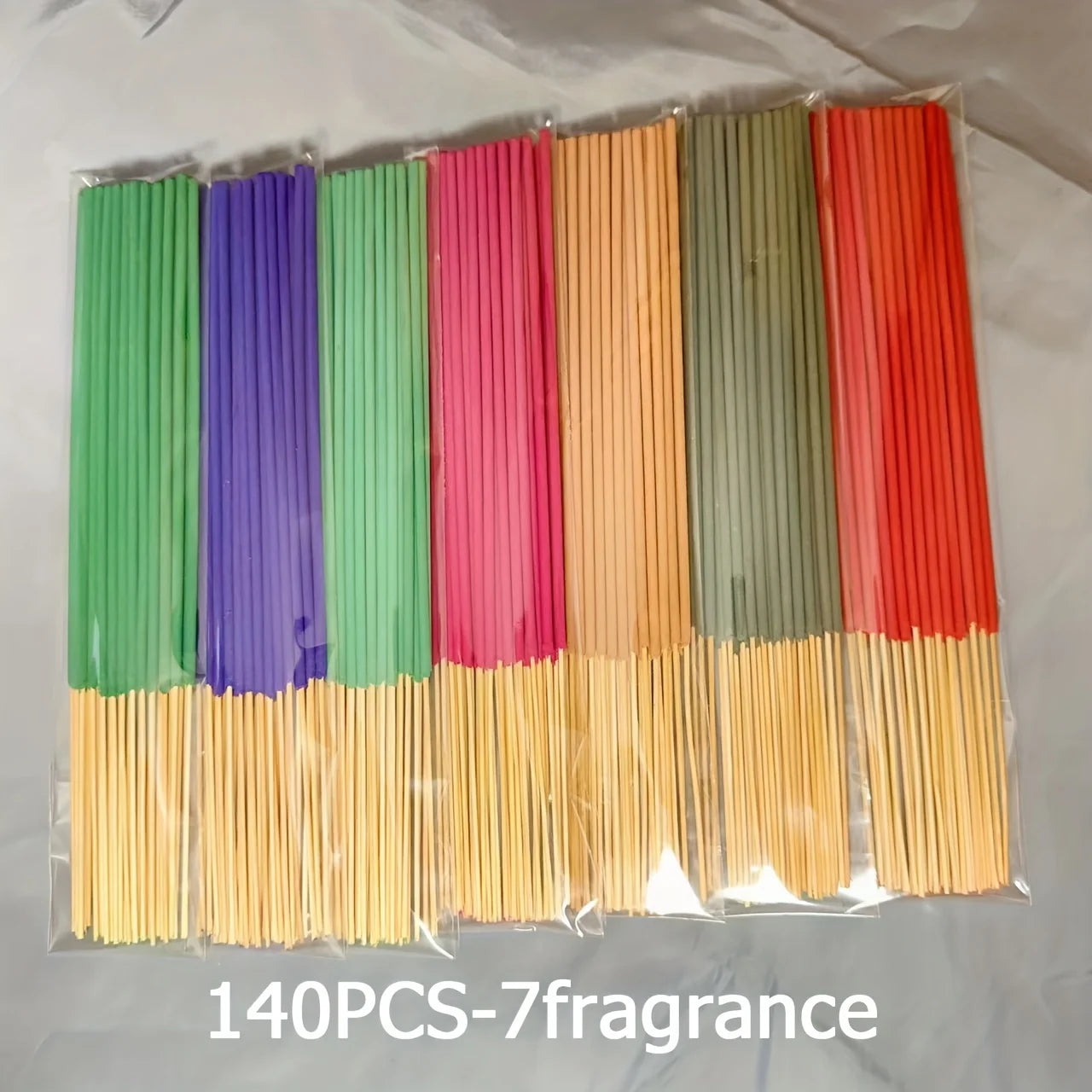 7 Sets of 140 Incense Sticks, Available in Four Seasonal Sets: Rose, Lavender, Sandalwood, Jasmine, Mint, Cherry Blossom, Herbal and Dragon Blood Wood, Each Pack Contains 20 Sticks, Suitable for Home Use, Office, Yoga, Medita