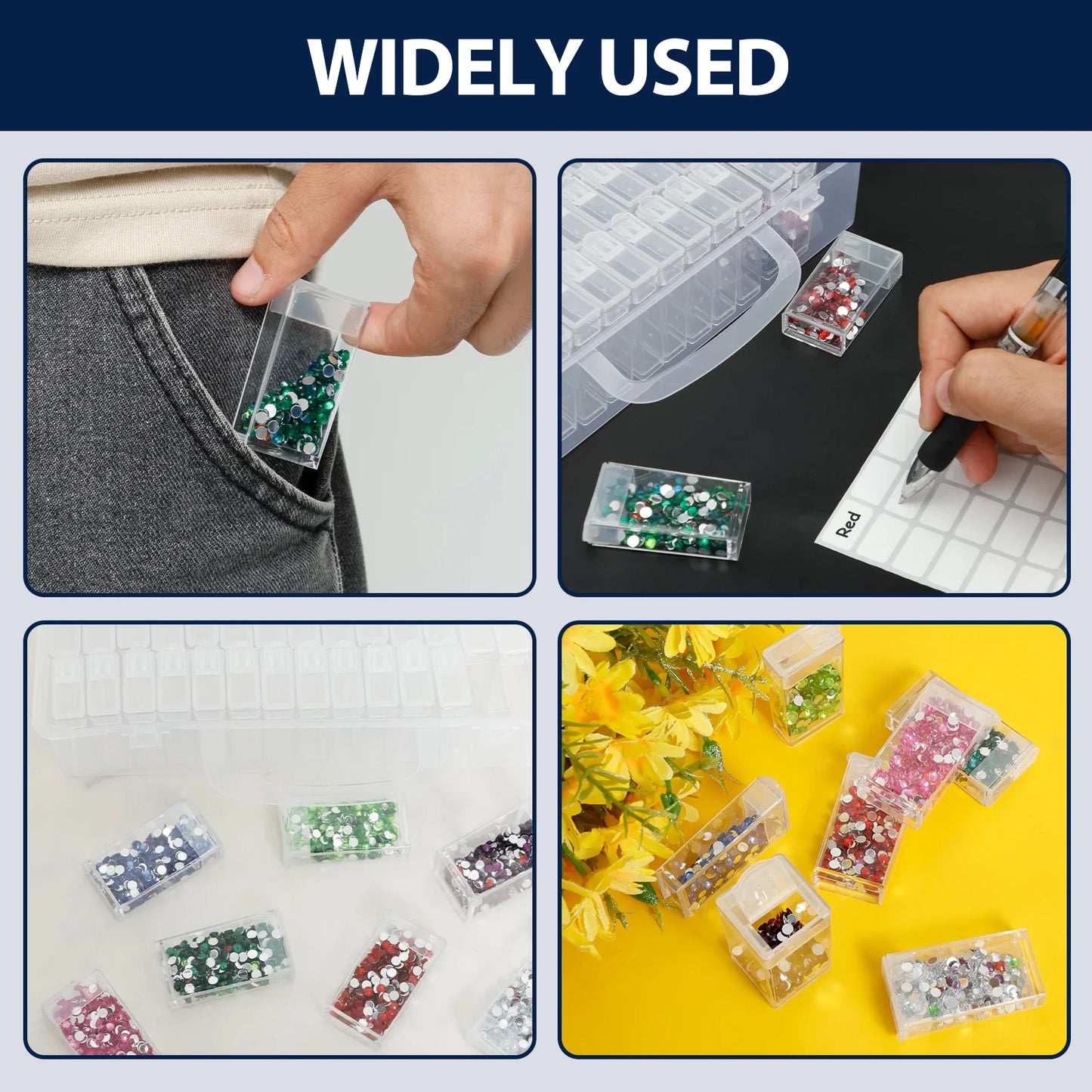 2 Set Clear Bead Storage Box Mini Sampling Tank 56 Cell Transparent Dustproof Organiser Box for Painting Accessory Jewelry Ring