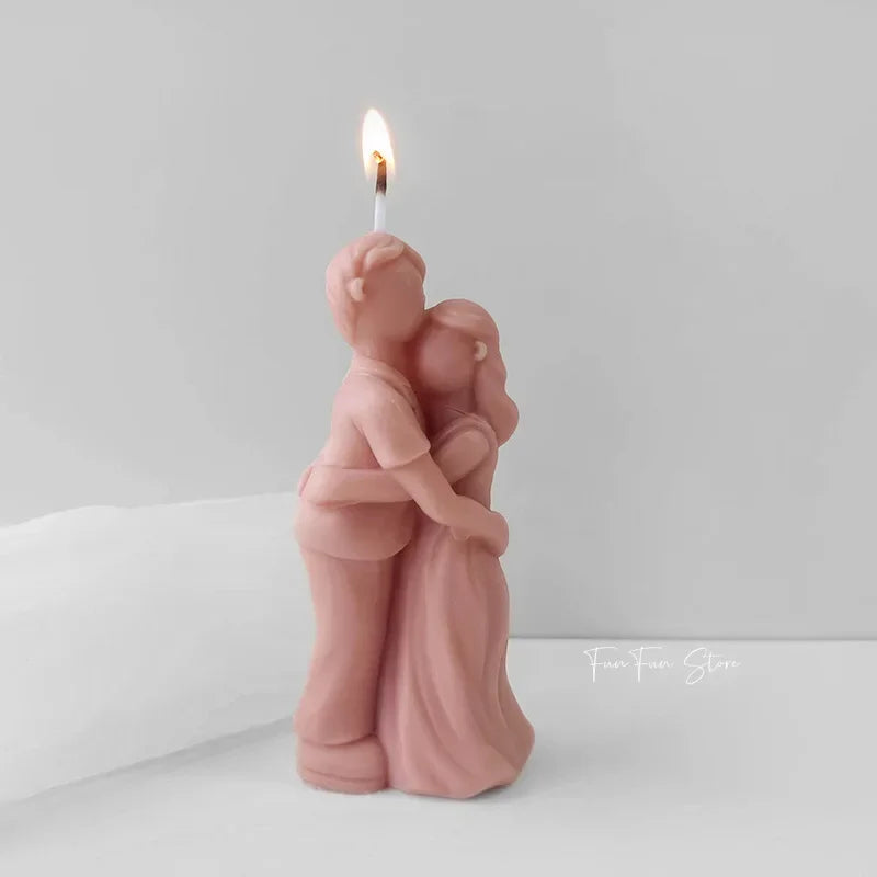Boys and Girls Hugging Candle Silicone Mold Body Hugging Plaster Drops Glue Artwork Making Tools Valentine's Day Gift Home Decor