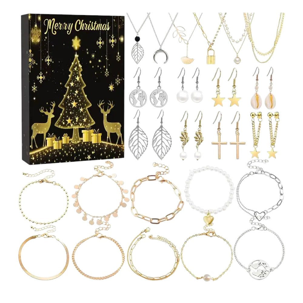 Tejesa Christmas Jewelry Calendar Advent 24-Day 2025 Christmas Advent Girls Earring Bracelet Set Holiday Calendar for Women Girl