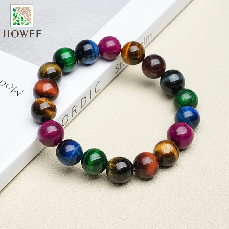 Mixed Color Tiger Eye Bracelets Bracelet Made of Real Natural Stone Beads Body-Purifying Geniune for Women Pulsera 6/8/10/12mm