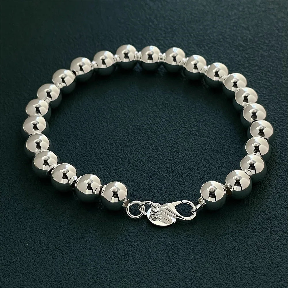 925 Sterling Silver Bracelet Chain 8MM Buddha Beads Fashion Design Products Exquisite Jewelry High Quality Women Wedding