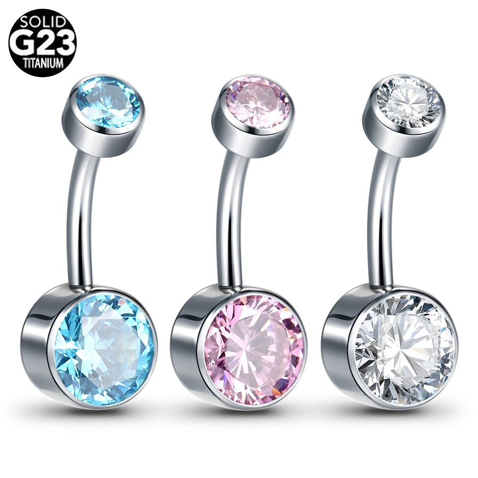 1PC Titanium CZ Gem Belly Button Bezel Piercings 14G Internally Thread Opal Navel Rings Belly Ombligo Piercings Body Jewelry