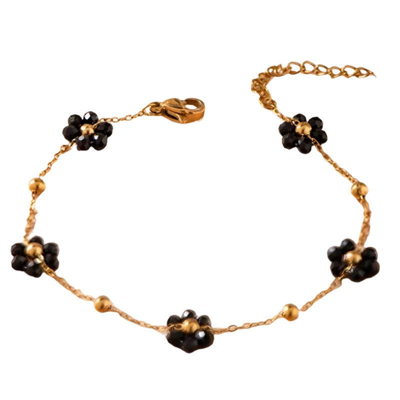 Hemasa Sweet Multicolor Small Flower Charm Bracelet For Women /Korean Summer Flower Gold Chain Small Gold Color Ball Adjustable Bracelet