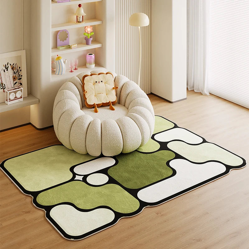 Living Room Large Area Light Luxury High End Building Block Carpet Fluffy Soft Bedroom Carpets Rainbow Square Thickened Rug 러그
