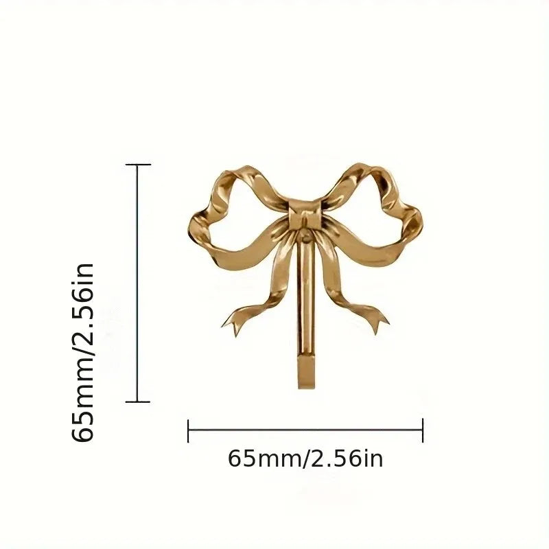 Wall Hook Rack Solid Towel Holder Gold Bow-Shape Decorative Hook Bathroom Bedroom Living Kitchen Elegant Home Decor Accessory