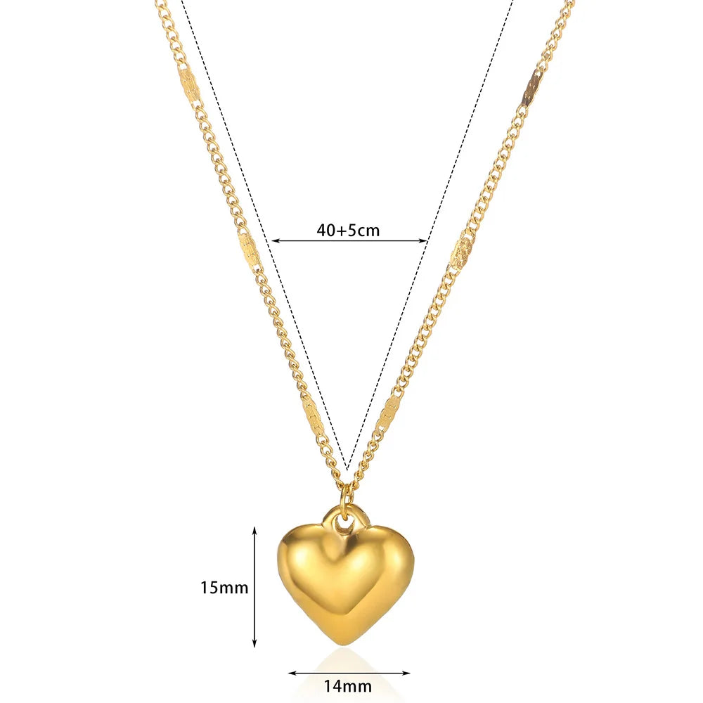 Hemasa Stainless Steel  Heart Pendant Collar Chain Fashion Exquisite Necklace For Women Jewelry Banquet Gifts
