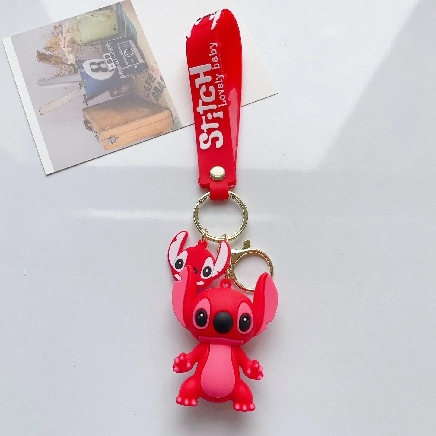 Disney Creative Cartoon 3D Silicone Stitch Pendant Keychain for Women Men Teens Backpack Bag Car Keys Accessories Gifts for Fans