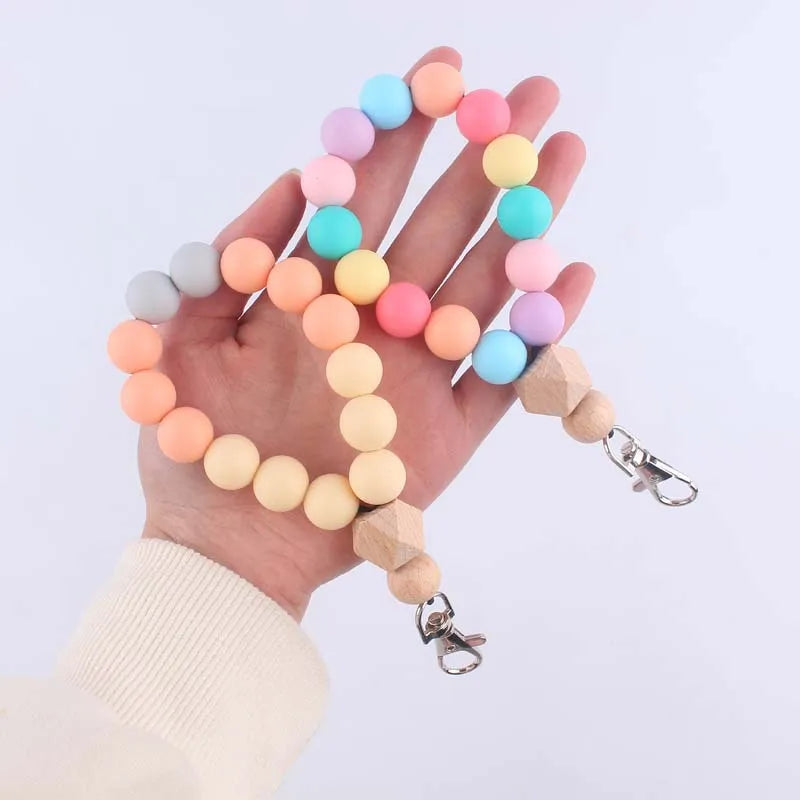 Hemasa Silicone Round Beads Keychain Wristlet Bracelet Keyring For Women /Car Bag Key Chain Jewelry