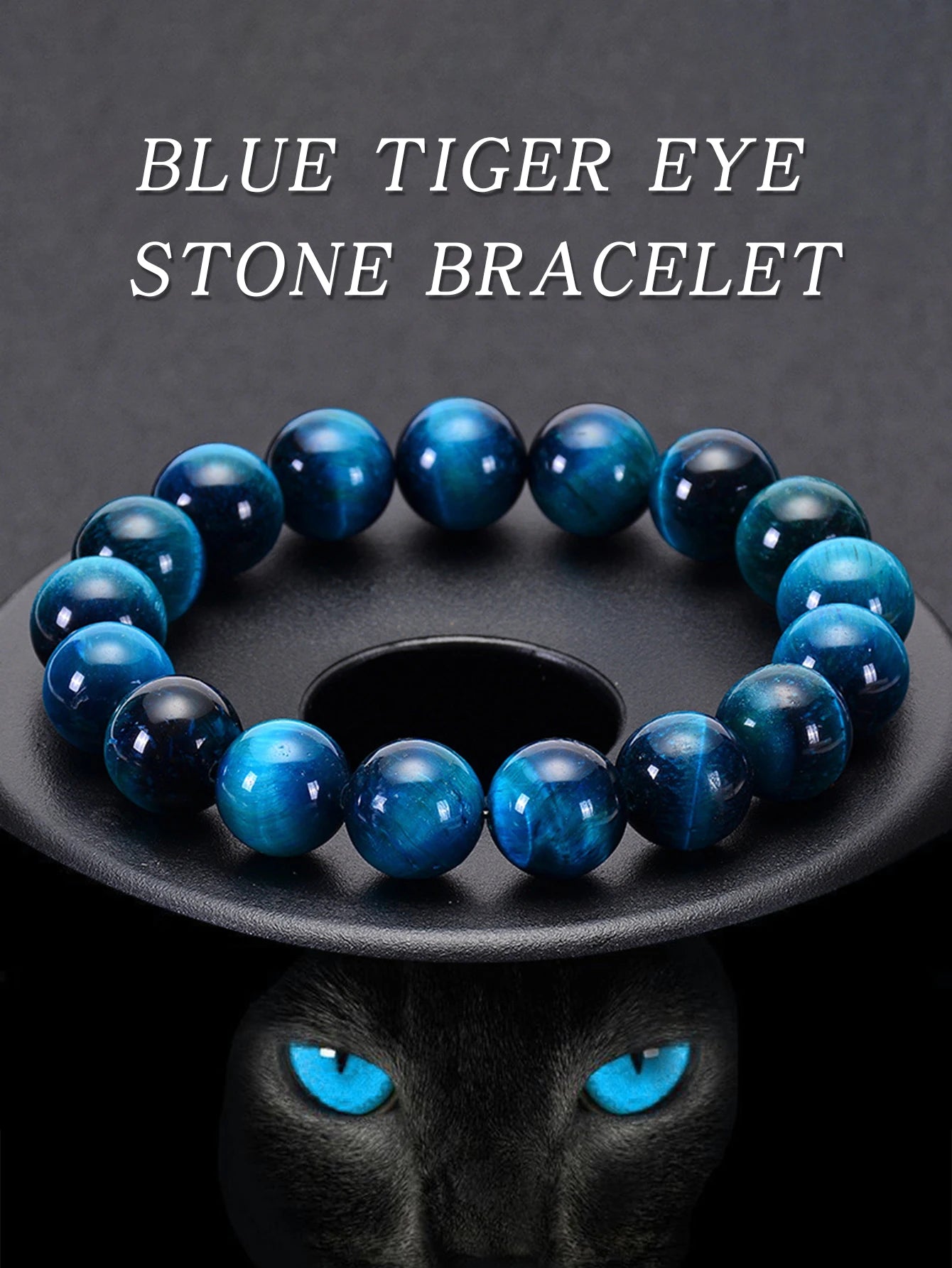 OAIITE Natural Stone Blue Tiger Eye Beaded Bracelet Men Women Yoga Meditation Charm Bracelet Heal Energy Pulseras Jewelry Gift
