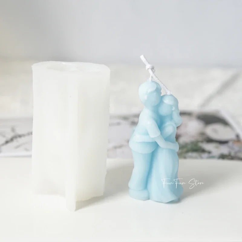 Boys and Girls Hugging Candle Silicone Mold Body Hugging Plaster Drops Glue Artwork Making Tools Valentine's Day Gift Home Decor