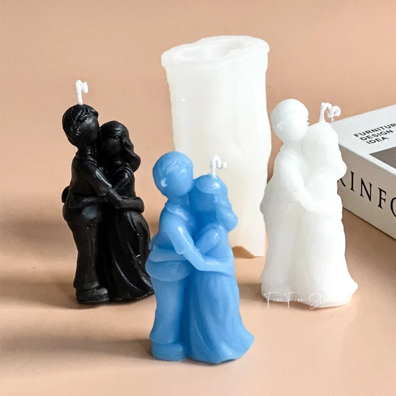 Boys and Girls Hugging Candle Silicone Mold Body Hugging Plaster Drops Glue Artwork Making Tools Valentine's Day Gift Home Decor