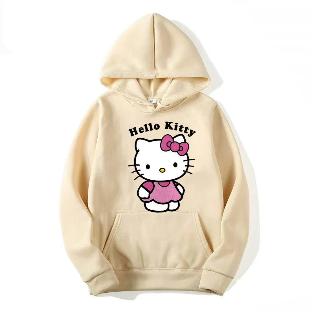 Hemasa Beautiful Hello Kitty Printed Hoodies Women Warm Comfortable Casual Hoodie