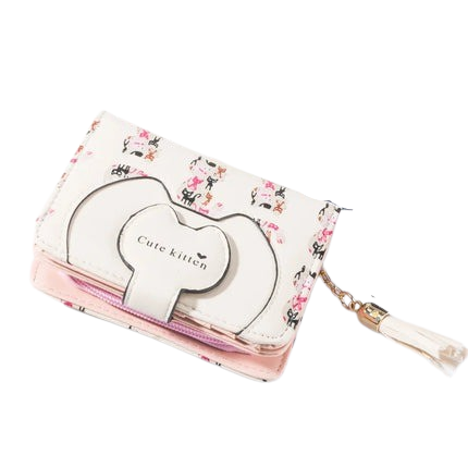 Hemasa PU Leather Tassel Cartoon Cat Wallet for Women /Coin Purse/Card Holder