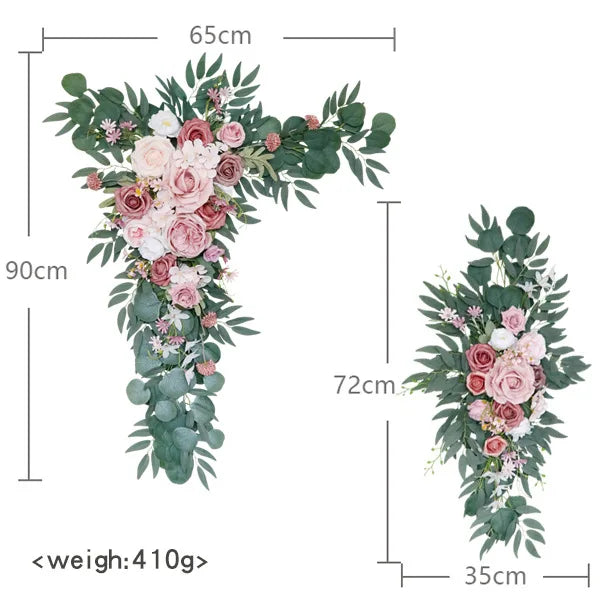 YeeNanee Deluxe Wedding Arch Flowers White Red Artificial Floral Swags for Country Wedding Ceremony Arbor Backdrop Decoration